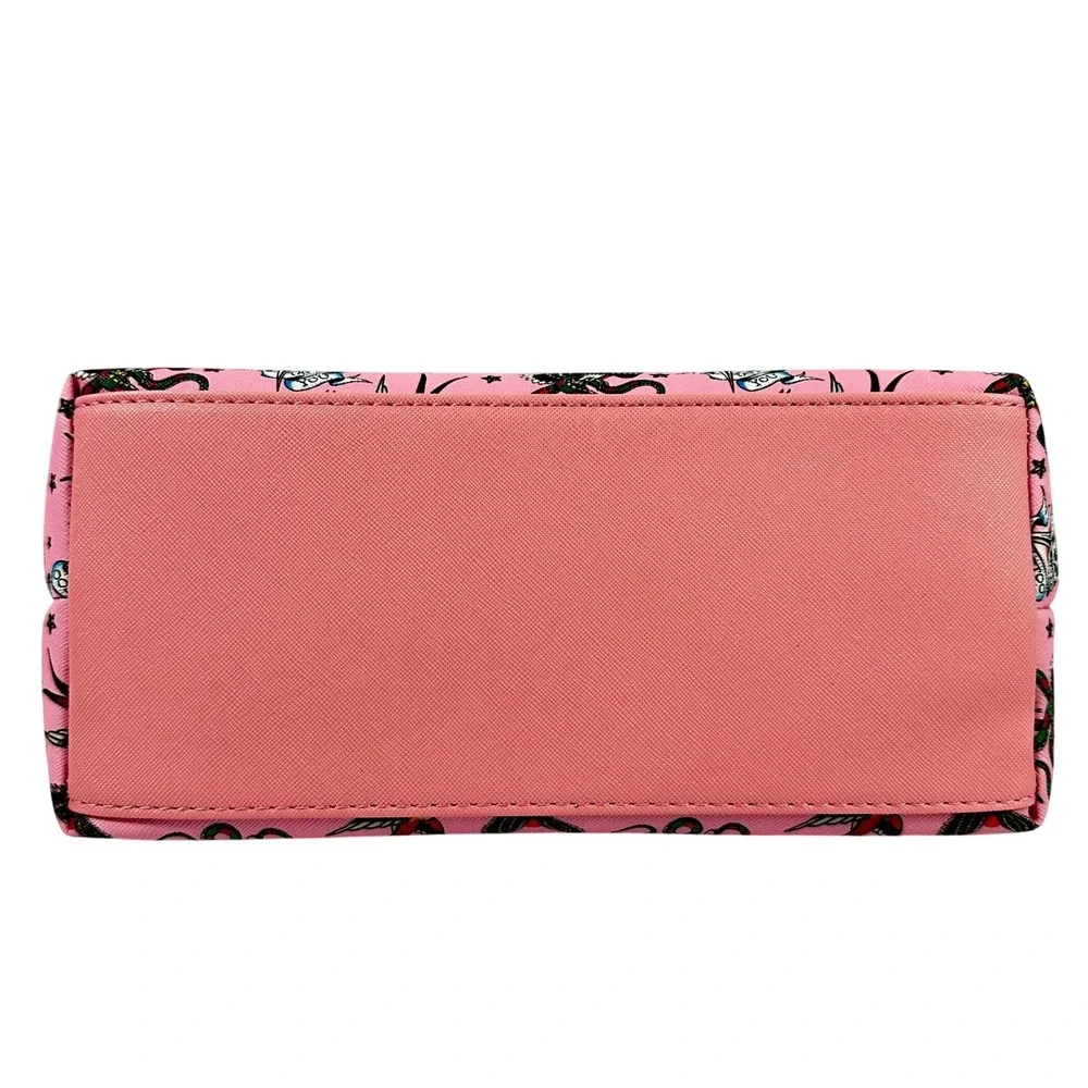 Ed Hardy Pink Tattoo Print Makeup Bag Skulls Tigers Pouch‎ NWT